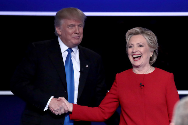 Trump and Clinton Shaking Hands